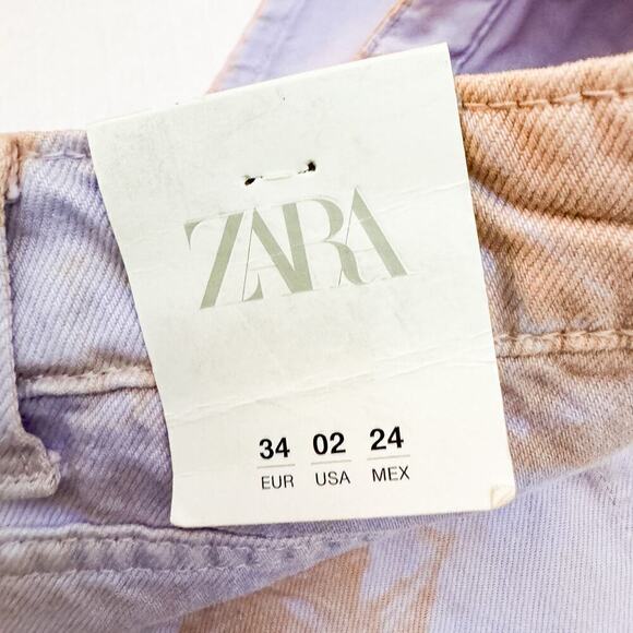 Zara High-Rise Purple Distressed Denim Short Jeans Size 2 - Picture 4 of 7